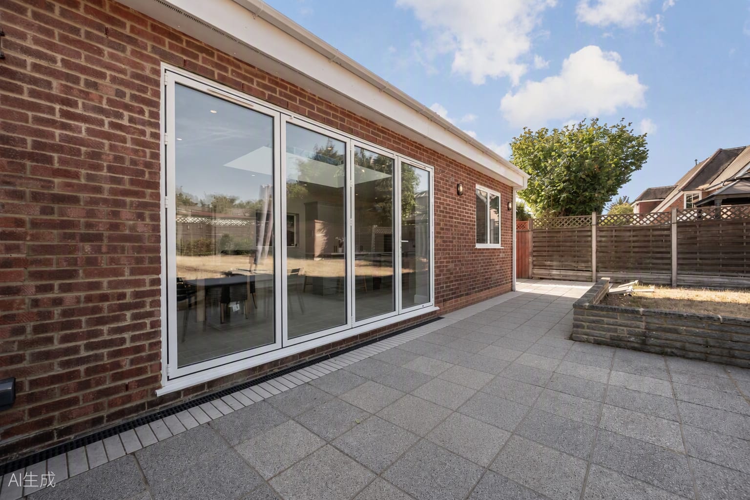 Single-storey rear extension with bifold doors and new patio, Maidenhead