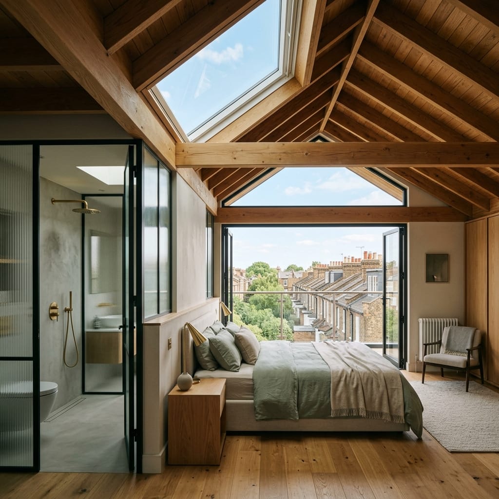 Mansard loft conversion master suite in Wandsworth